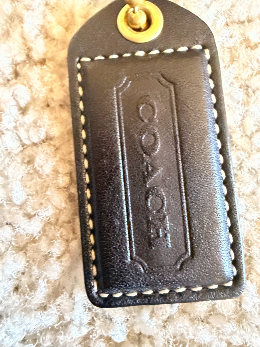 Coach Black Leather Key Tag with Gold Hardware - Picture 2 of 3